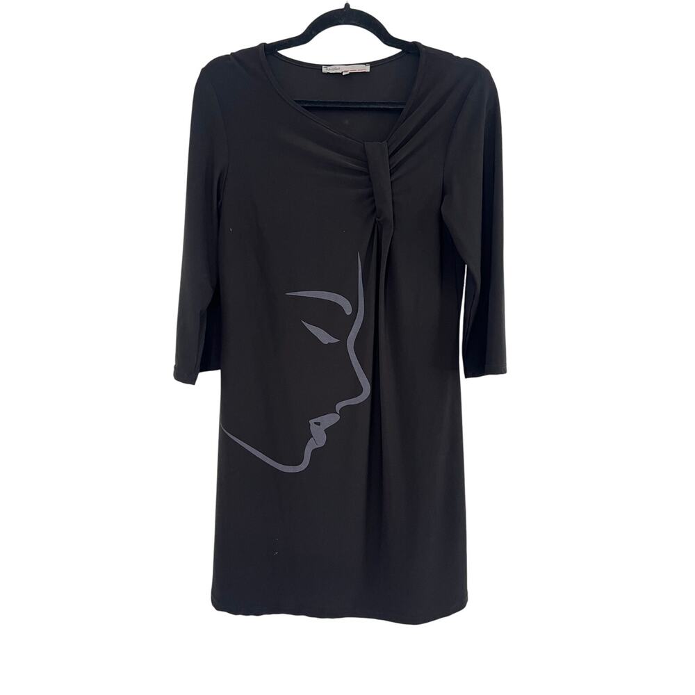 Sun Light Black 3/4 Sleeve Mini Dress Womens Size 1 Artsy Edgy Whimsi Goth